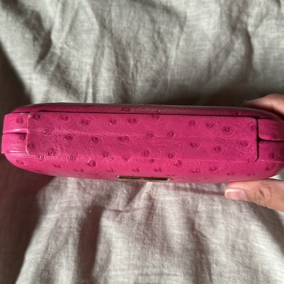 Rebecca minkoff pink ostrich embossed clutch shoulder bag - Picture 5 of 12